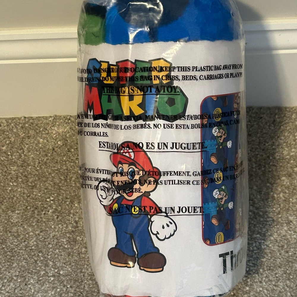 Super Mario Blue Throw Blanket